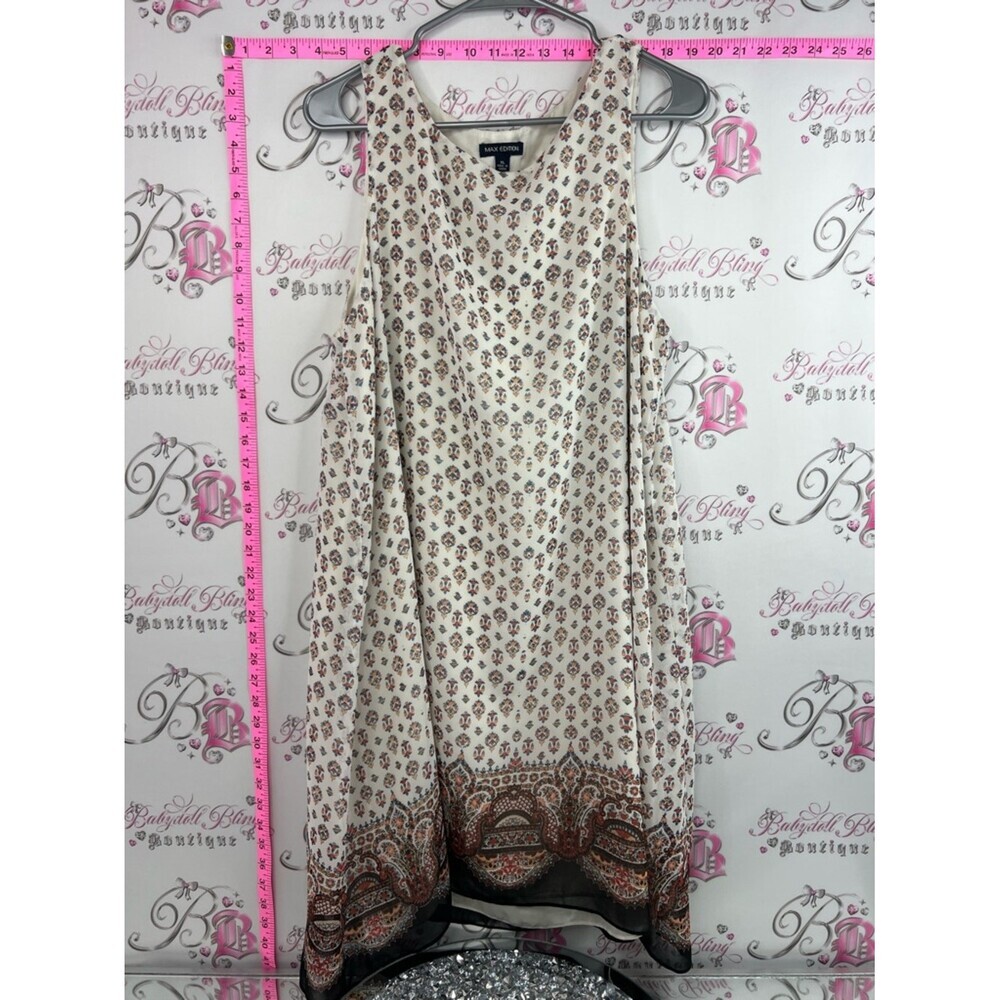 Max Edition dress floral Cream Midi Dress with Brown & Black Paisley Border